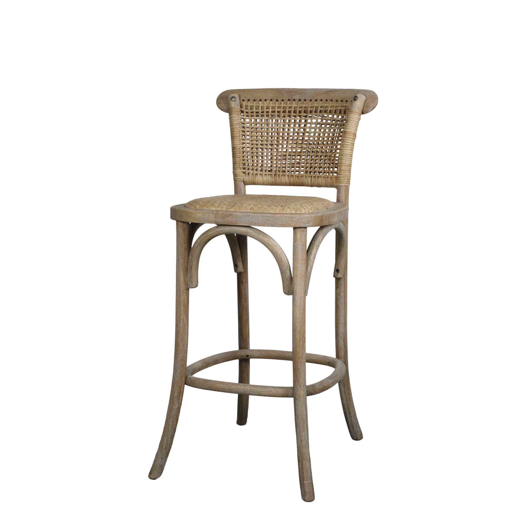 Rene Houtman Barkruk Frans Met Zitting En Rugleuning Vlechtwerk - H92 x B40 x D45 Cm