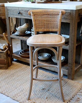 Rene Houtman Barkruk Frans Met Zitting En Rugleuning Vlechtwerk - H92 x B40 x D45 Cm
