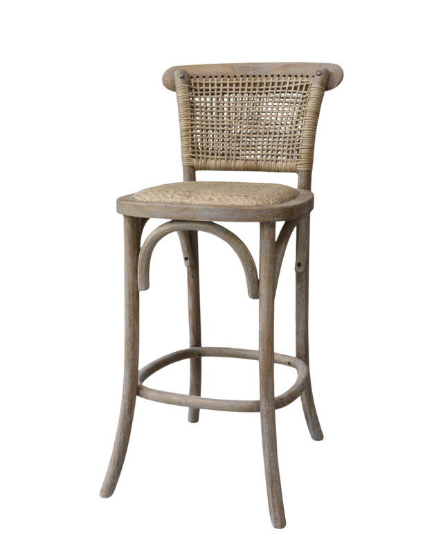 Rene Houtman Barkruk Frans Met Zitting En Rugleuning Vlechtwerk - H103 x B44 x D52 Cm