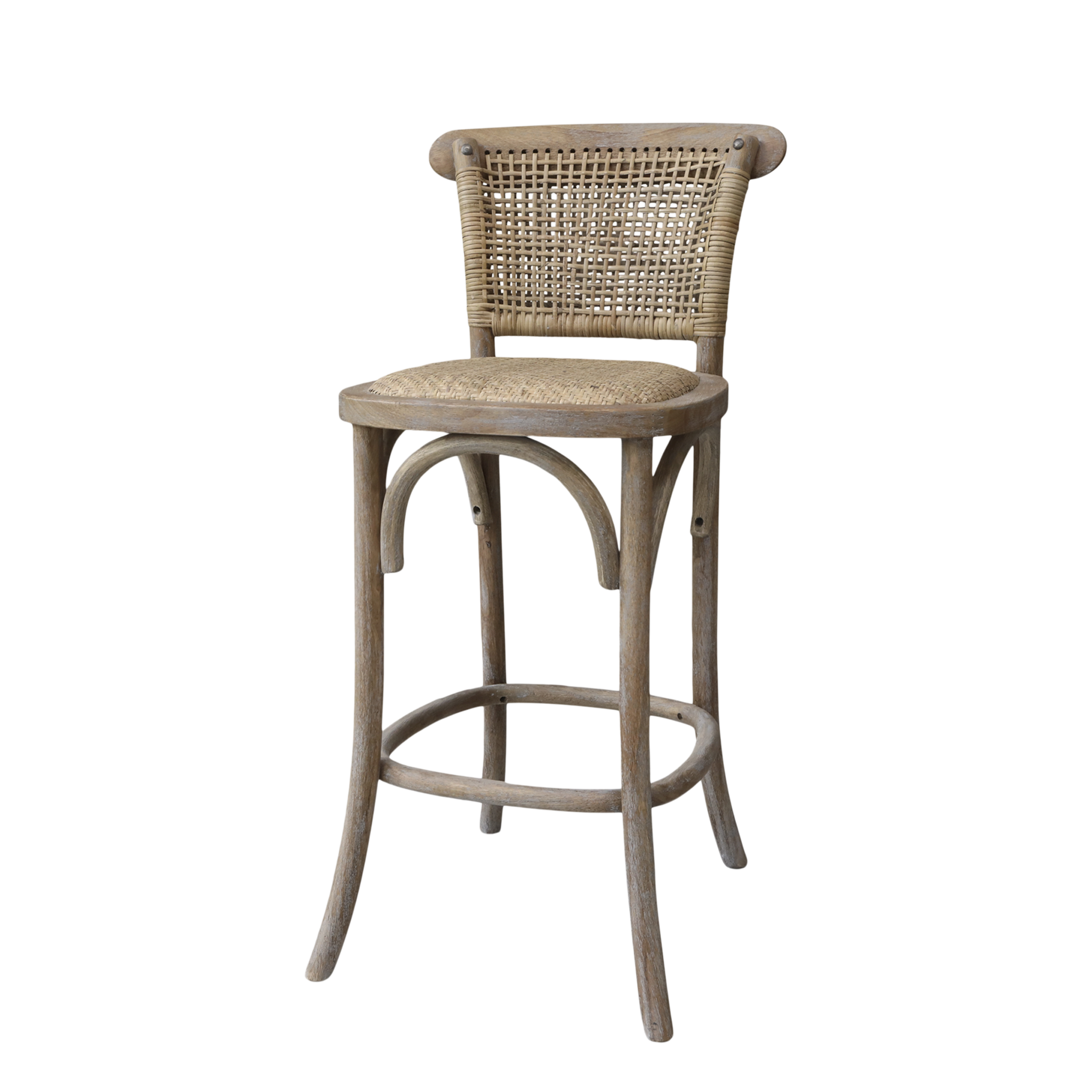 Rene Houtman Barkruk Frans Met Zitting En Rugleuning Vlechtwerk - H103 x B44 x D52 Cm
