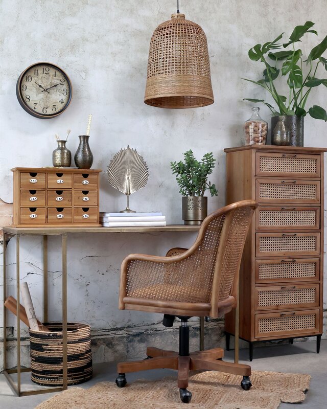 Rene Houtman Bureaustoel Frans Wieltjes Hout Met Vlechtwerk - H92 x B62 x D62 Cm