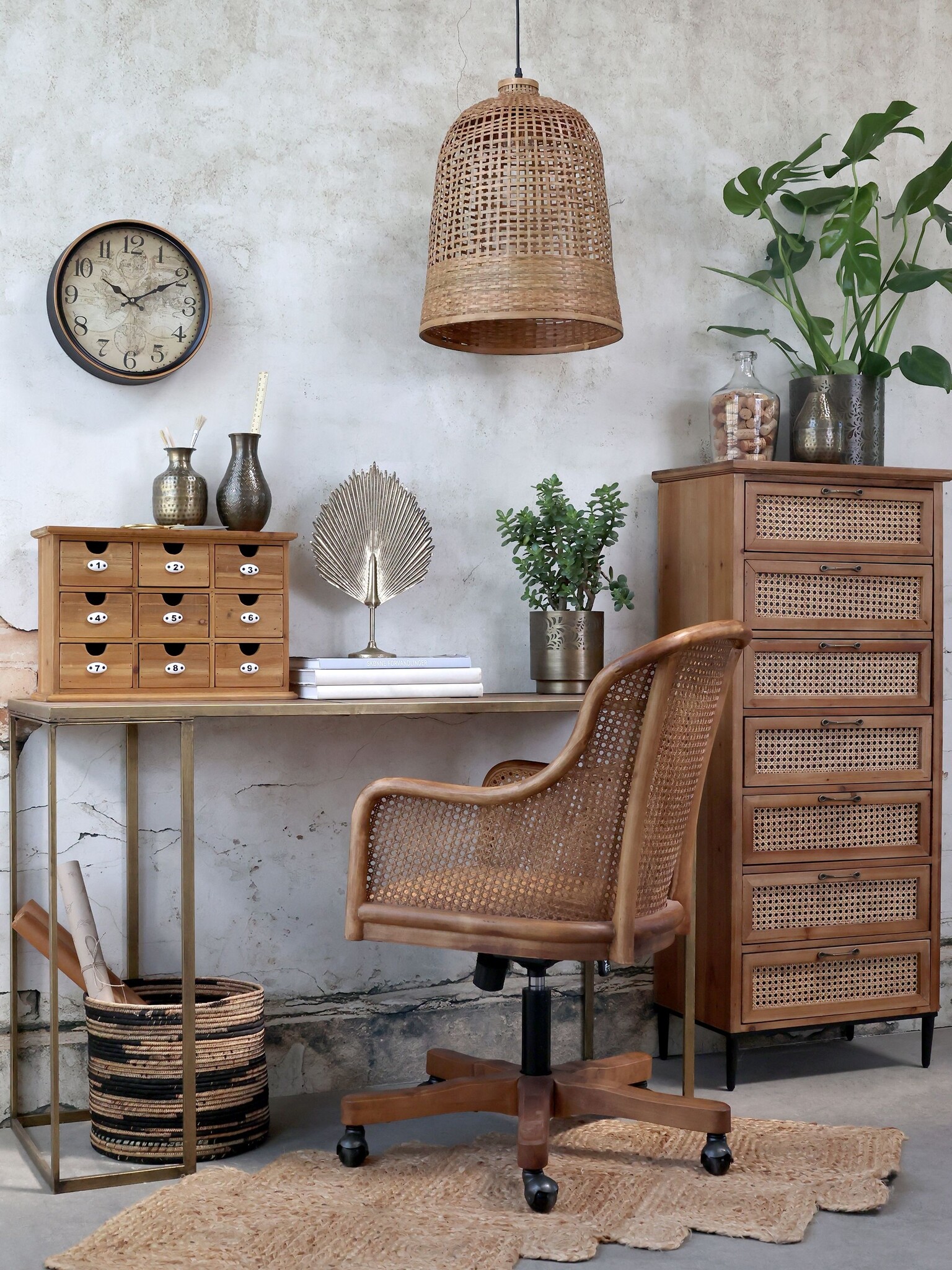 Rene Houtman Bureaustoel Frans Wieltjes Hout Met Vlechtwerk - H92 x B62 x D62 Cm