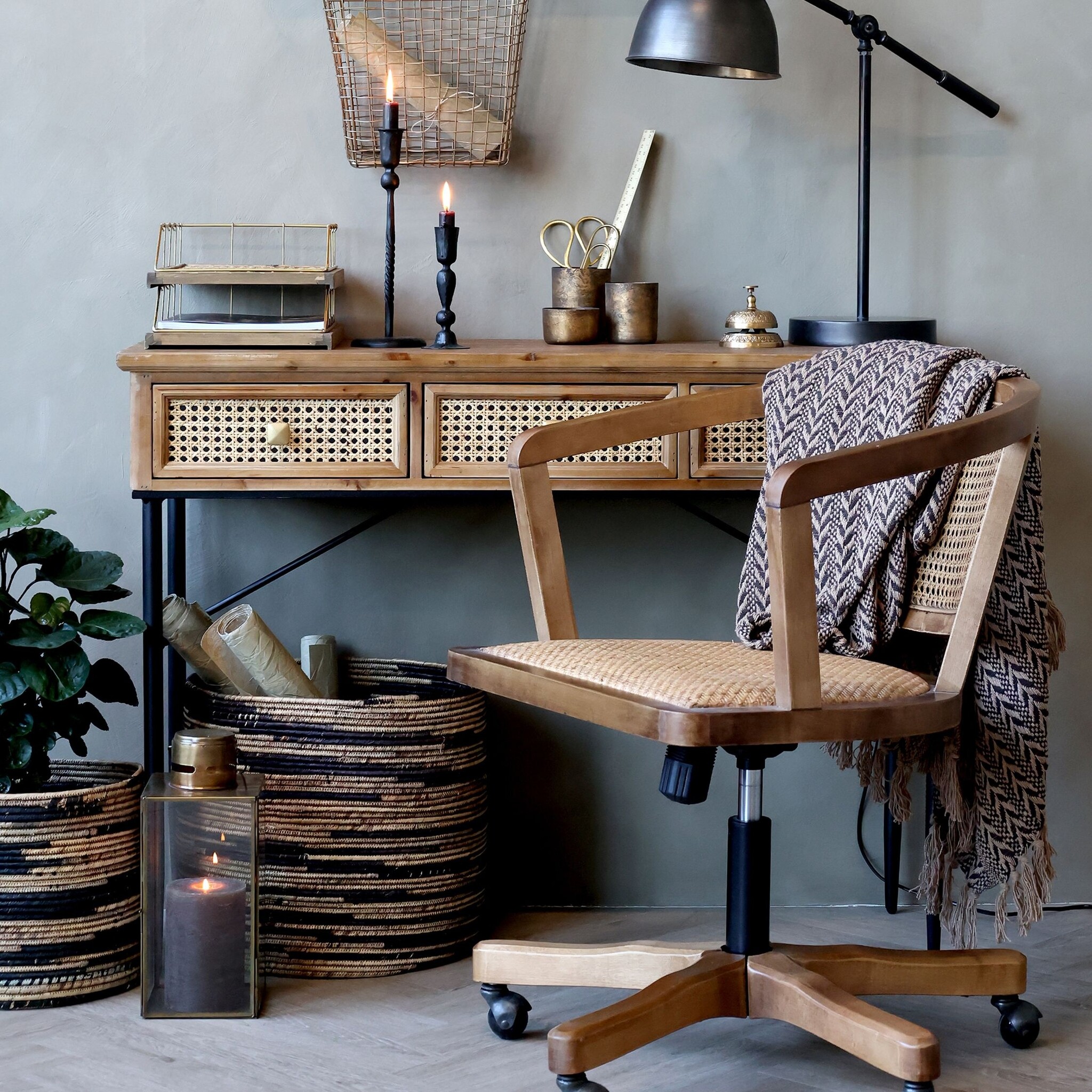 Rene Houtman Bureaustoel Frans Wieltjes Met Zitting En Vlechtwerk - H88 x B60 x D60 Cm
