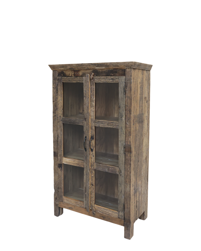 Rene Houtman Vitrinekast Woods Hout 2-Deurs Glas H140 x B80 x D48 Cm