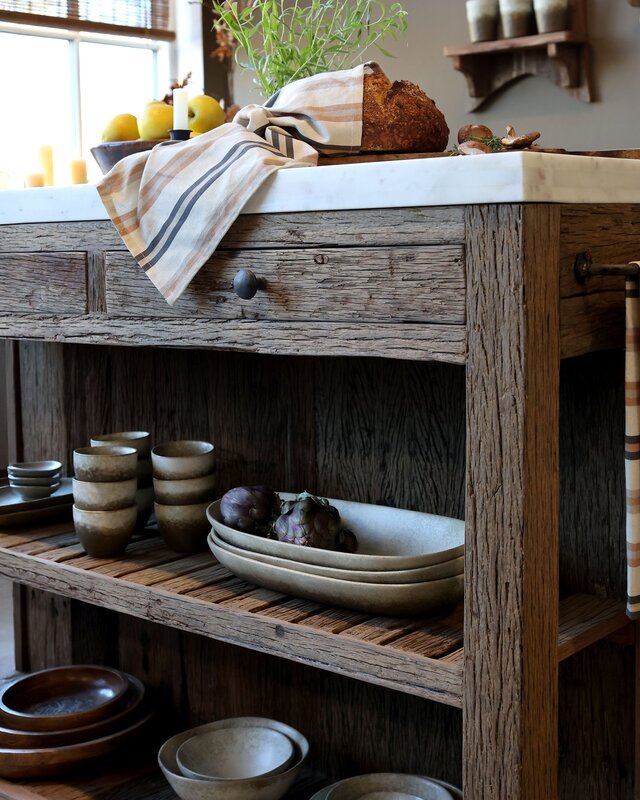 Rene Houtman Keukenmodule 1 - Woods - Kookeiland Hout Marmer Blad Serveertafel - H97 x B120 x D60 Cm