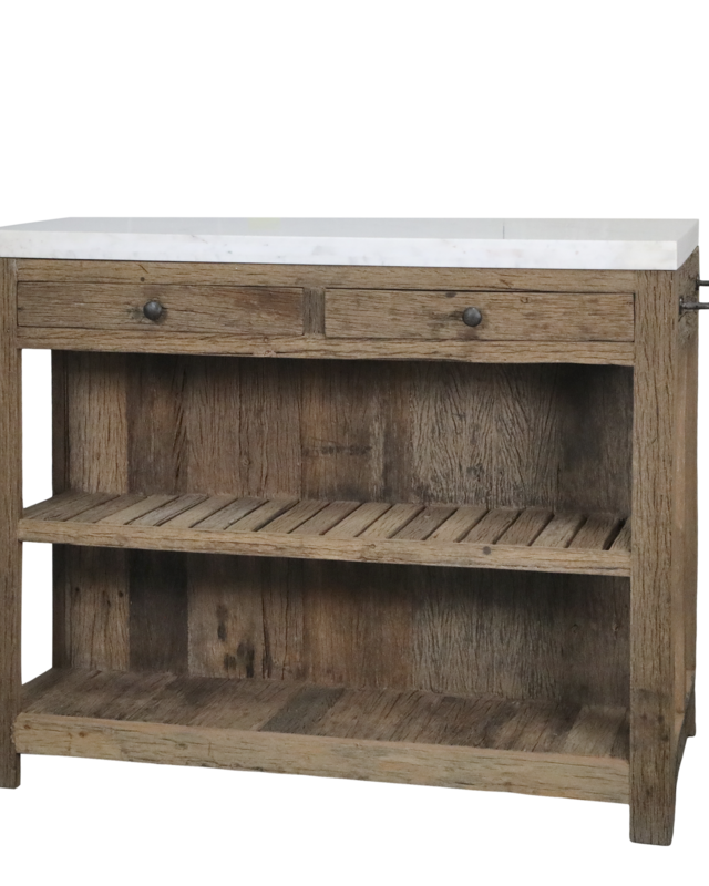 Rene Houtman Keukenmodule 1 - Woods - Kookeiland Hout Marmer Blad Serveertafel - H97 x B120 x D60 Cm