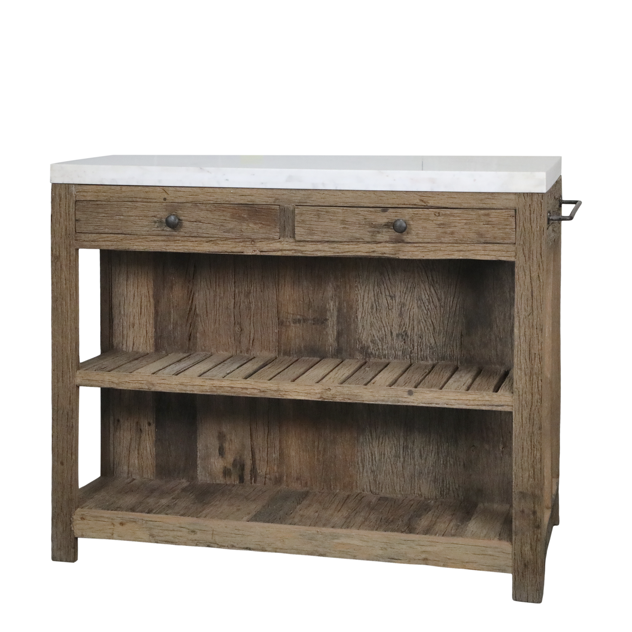 Rene Houtman Keukenmodule 1 - Woods - Kookeiland Hout Marmer Blad Serveertafel - H97 x B120 x D60 Cm