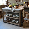 Keukenmodule 1 - Woods - Kookeiland Hout Marmer Blad Serveertafel - H97 x B120 x D60 Cm