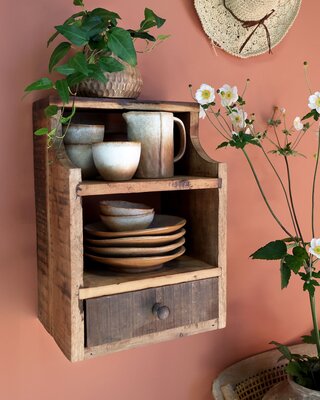 Rene Houtman Wandkastje Woods Keukenrek Met Lade - H43 x B30 x D23 Cm