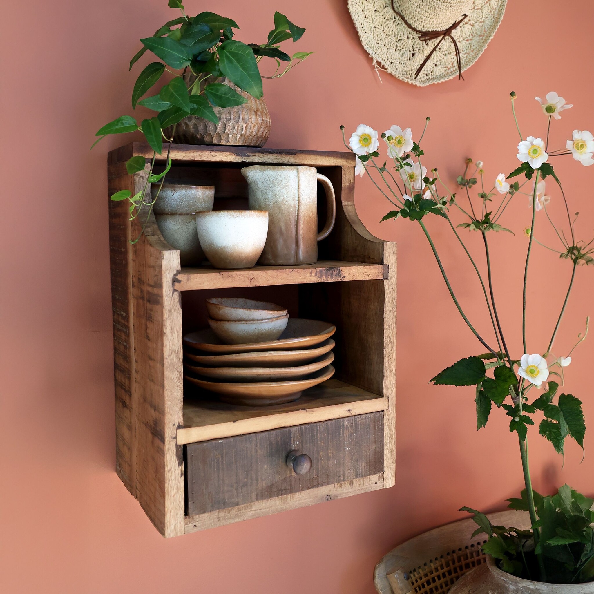 Rene Houtman Wandkastje Woods Keukenrek Met Lade - H43 x B30 x D23 Cm