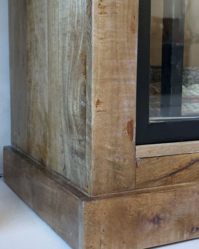 Rene Houtman Vitrinekast Mangie Hout 2 Schuifdeuren - H190 x B110 x D45 Cm