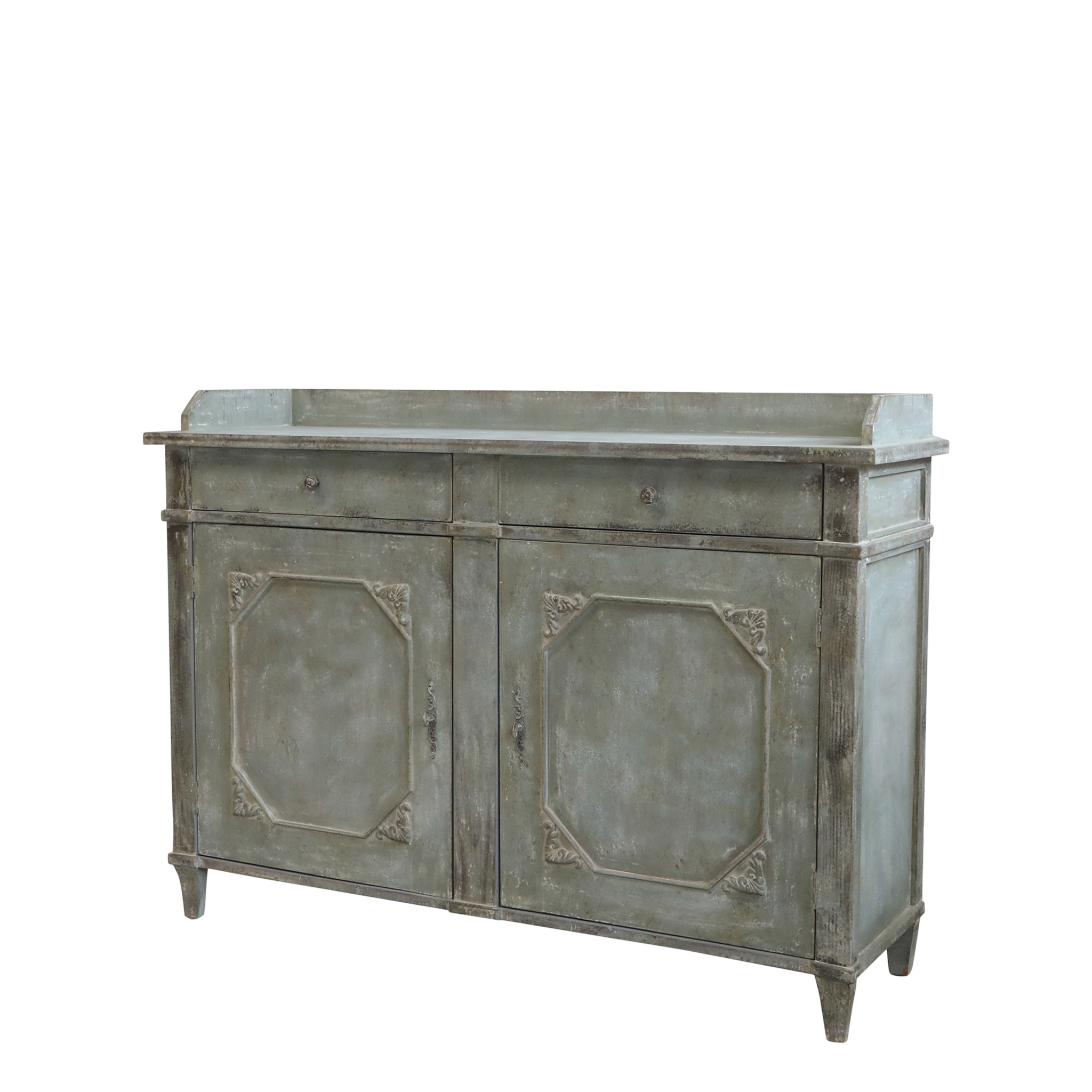 Rene Houtman Dressoir Ladenkast Frans Hout Antiek Blauw - H104 x B142 x D43 Cm