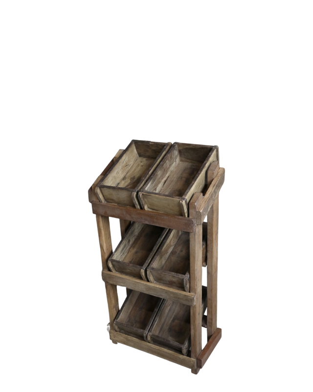 Rene Houtman Wandkastje Woods Met 6 Brick Baksteenvormen - H92 x B43 x D32 Cm