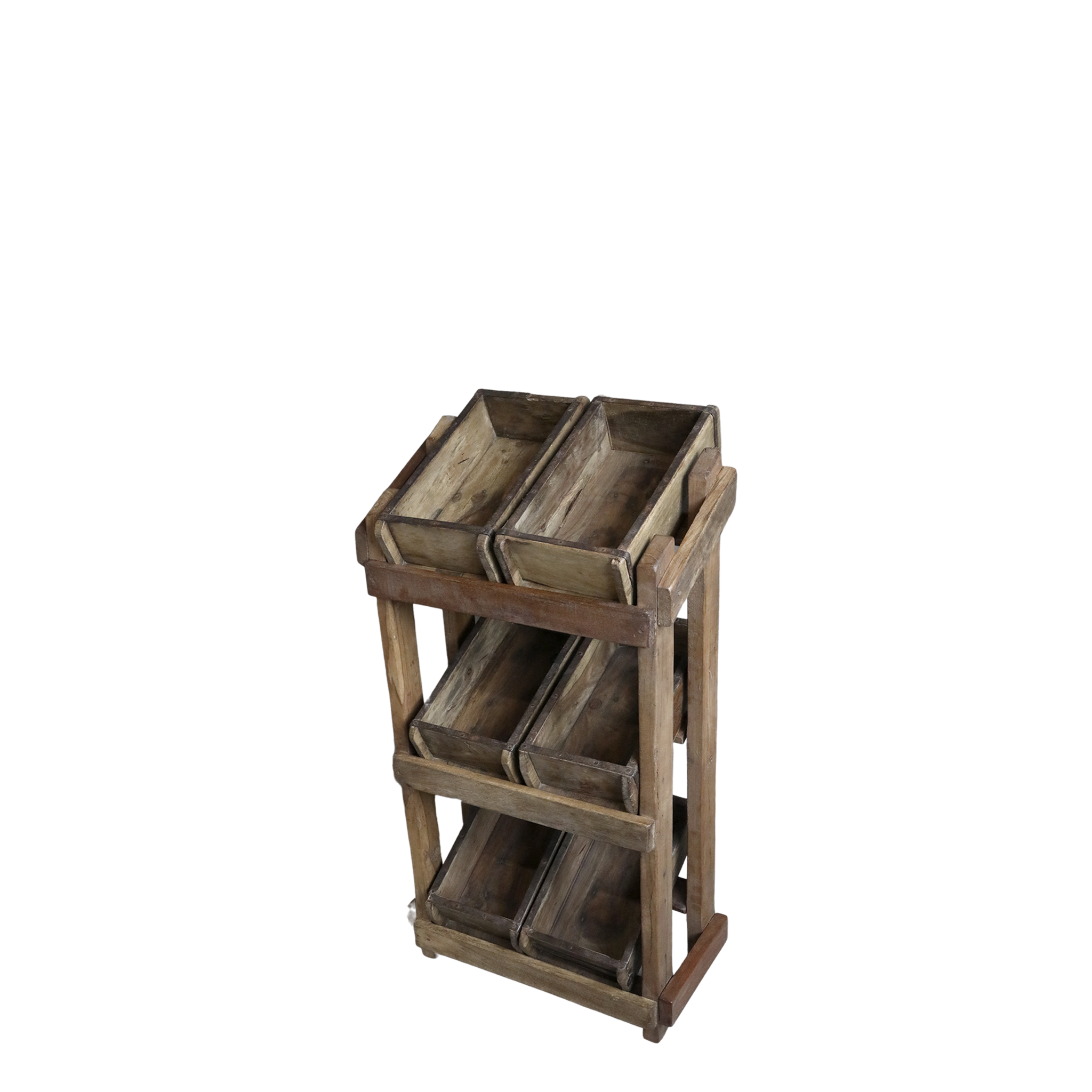 Rene Houtman Wandkastje Woods Met 6 Brick Baksteenvormen - H92 x B43 x D32 Cm