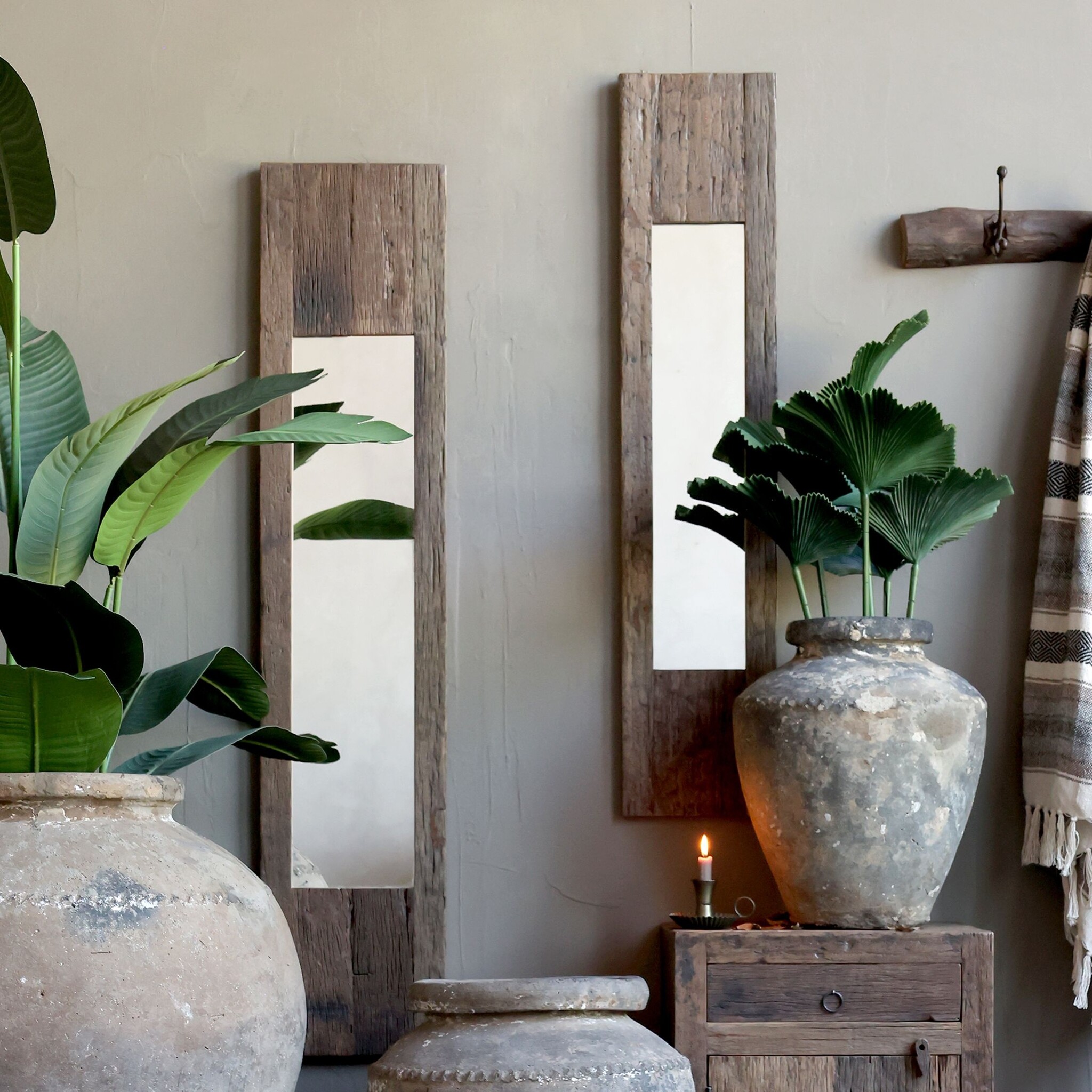 Rene Houtman Spiegel Wand Woods Teakhout - H122 & H147 Cm - Keuzemenu