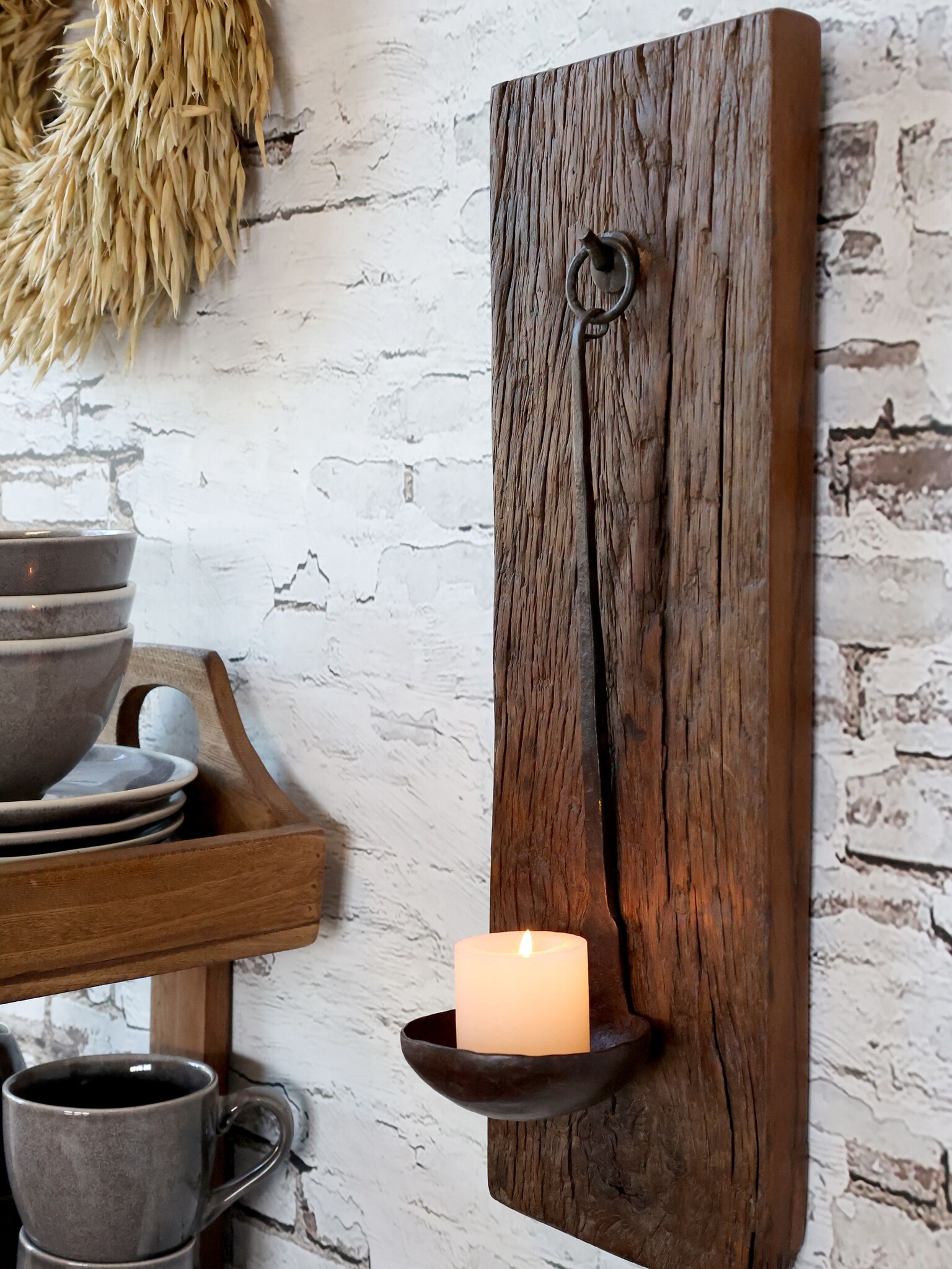 Rene Houtman Kandelaar Kaarshouder Woods Wanddecoratie - H46 x B15 x D2 cm