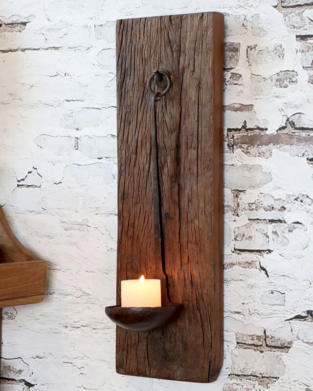 Rene Houtman Kandelaar Kaarshouder Woods Wanddecoratie - H46 x B15 x D2 cm