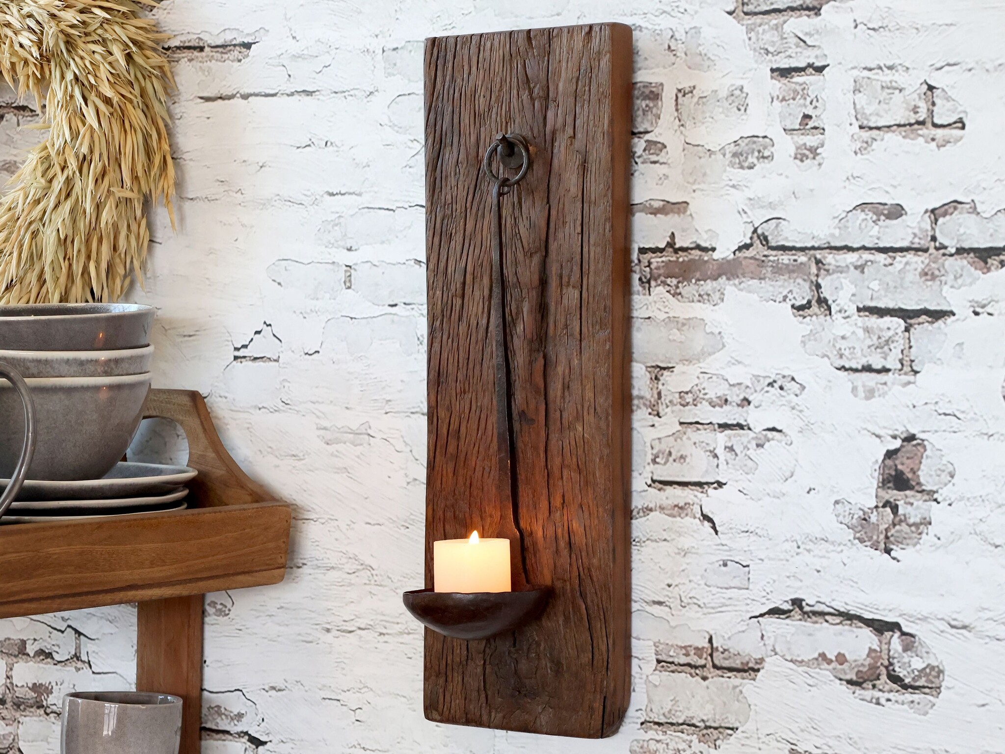 Rene Houtman Kandelaar Kaarshouder Woods Wanddecoratie - H46 x B15 x D2 cm