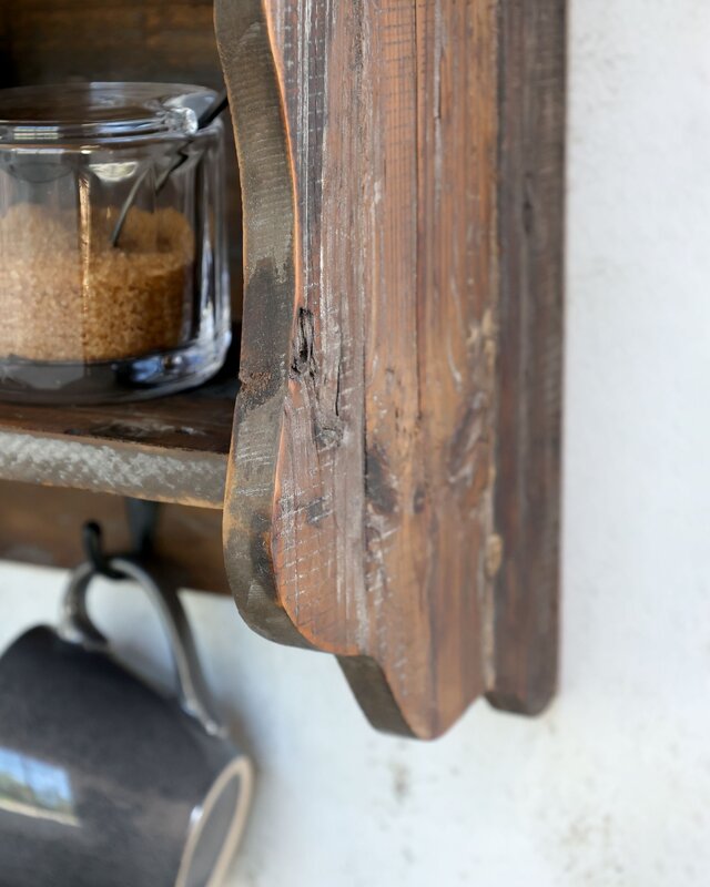 Rene Houtman Bordenrek Wandrek Woods Hout Met Plank En Haken - H55 x B80 x D20 Cm