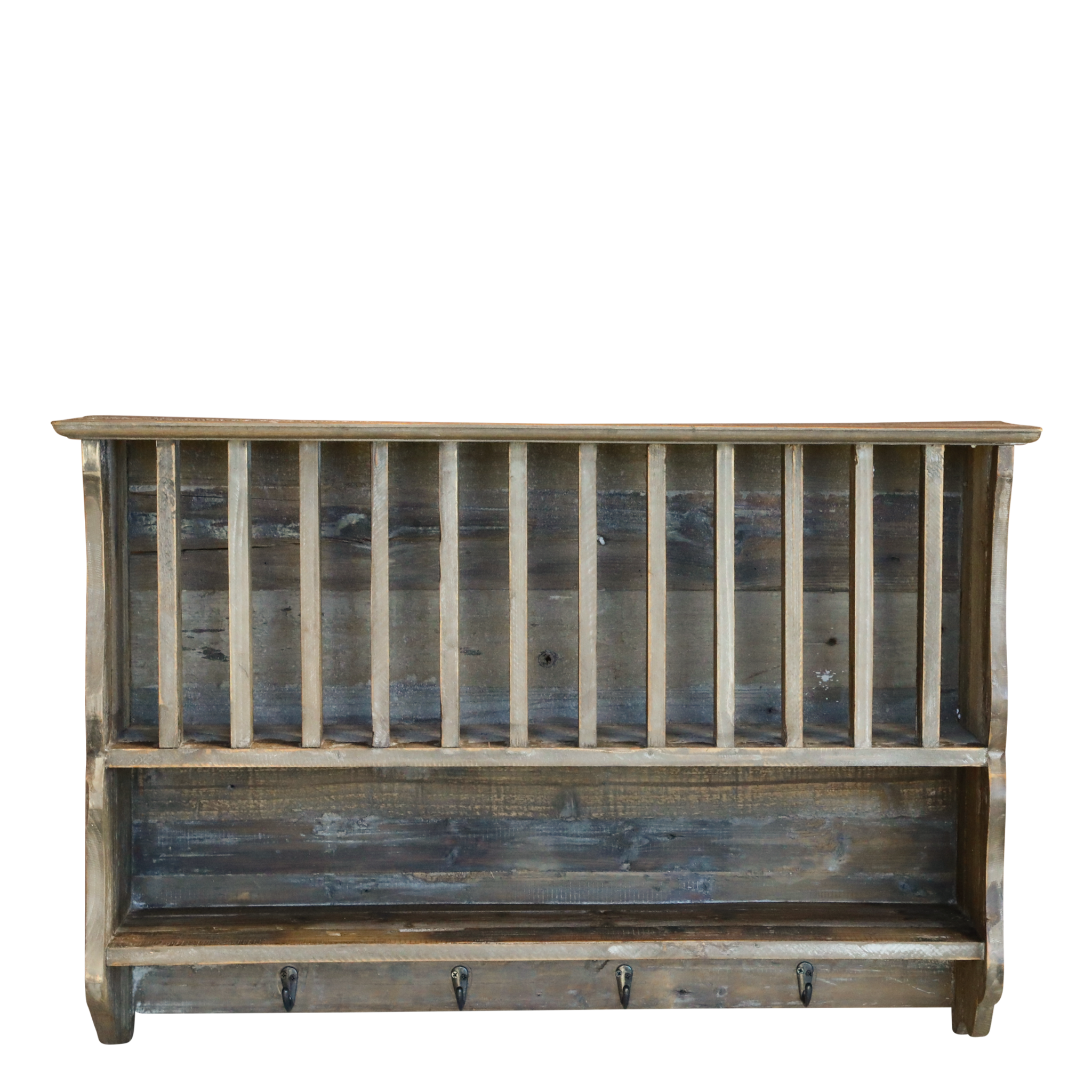 Rene Houtman Bordenrek Wandrek Woods Hout Met Plank En Haken - H55 x B80 x D20 Cm