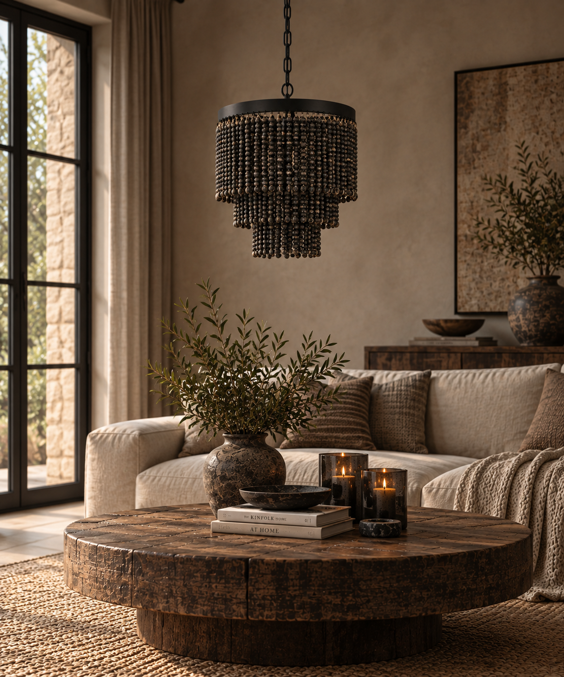 Rene Houtman Hanglamp Goos Kraal Hout Black Ø 60 cm x 60cm