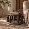 Oud Chinees Rattan Krukje | Nr 1 |Rond | Uniek | Ø 40  x H21