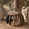 Oud Chinees Rattan Krukje | Nr 2 | Rond | Uniek | Ø 38,5 x H25