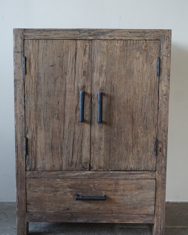 Rene Houtman Opbergkast Oud Hout – 2 Deurs, 1 Lade – L60 × B40 × H85 cm