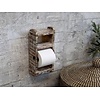 Toiletrolhouder Grimaud Oud Hout Antique White – L15 × B10 × H30 cm