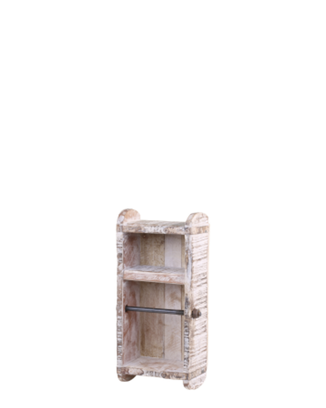 Rene Houtman Toiletrolhouder Grimaud Oud Hout Antique White – L15 × B10 × H30 cm