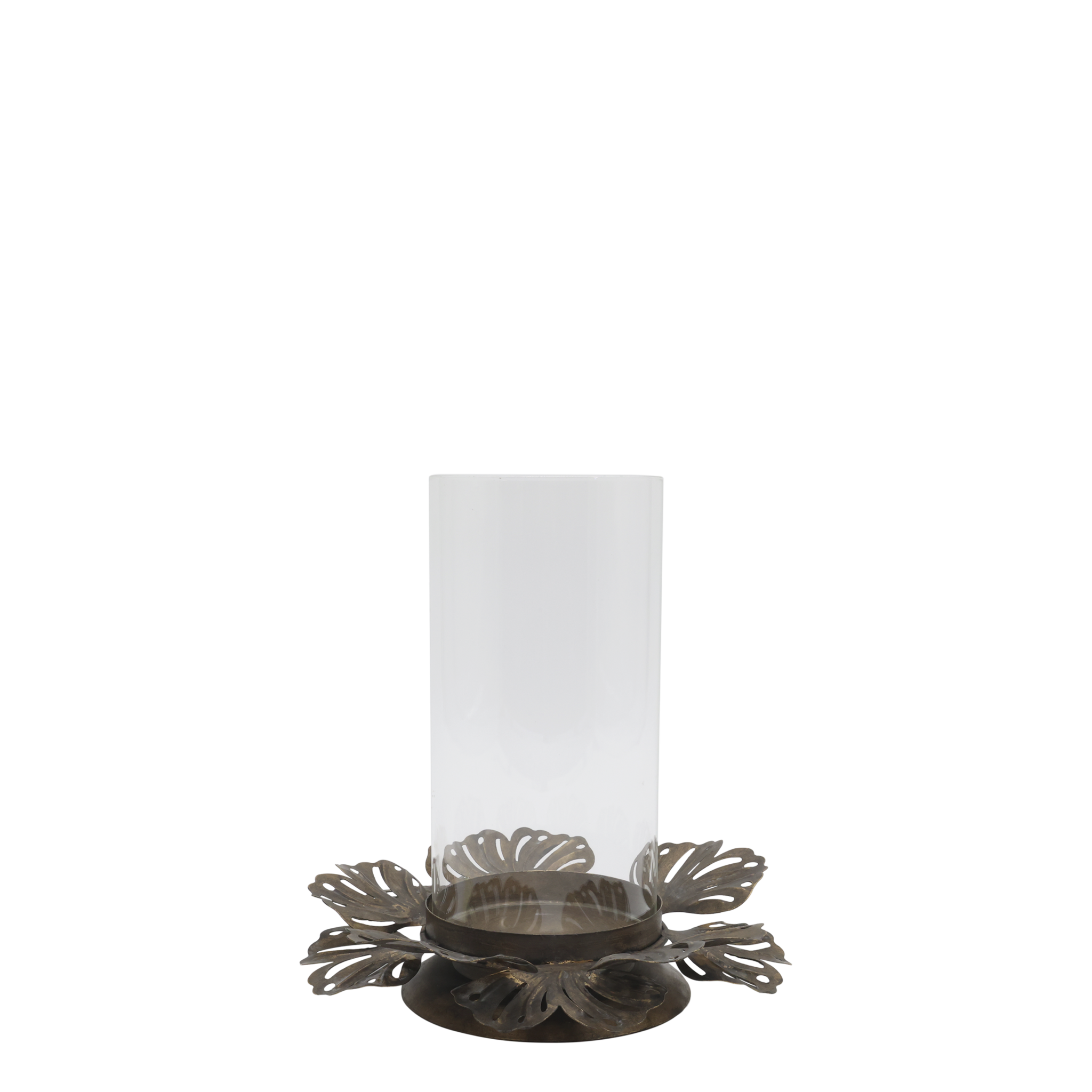 Rene Houtman Windlicht Met Bladeren Antique Brass – Ø21,5 × H22,5 cm