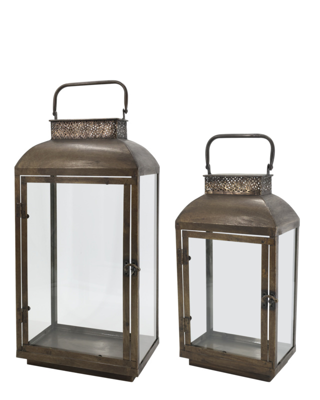 Rene Houtman Lantaarn Set van 2 Antique Brass – H55 × L26 × B17,5 cm