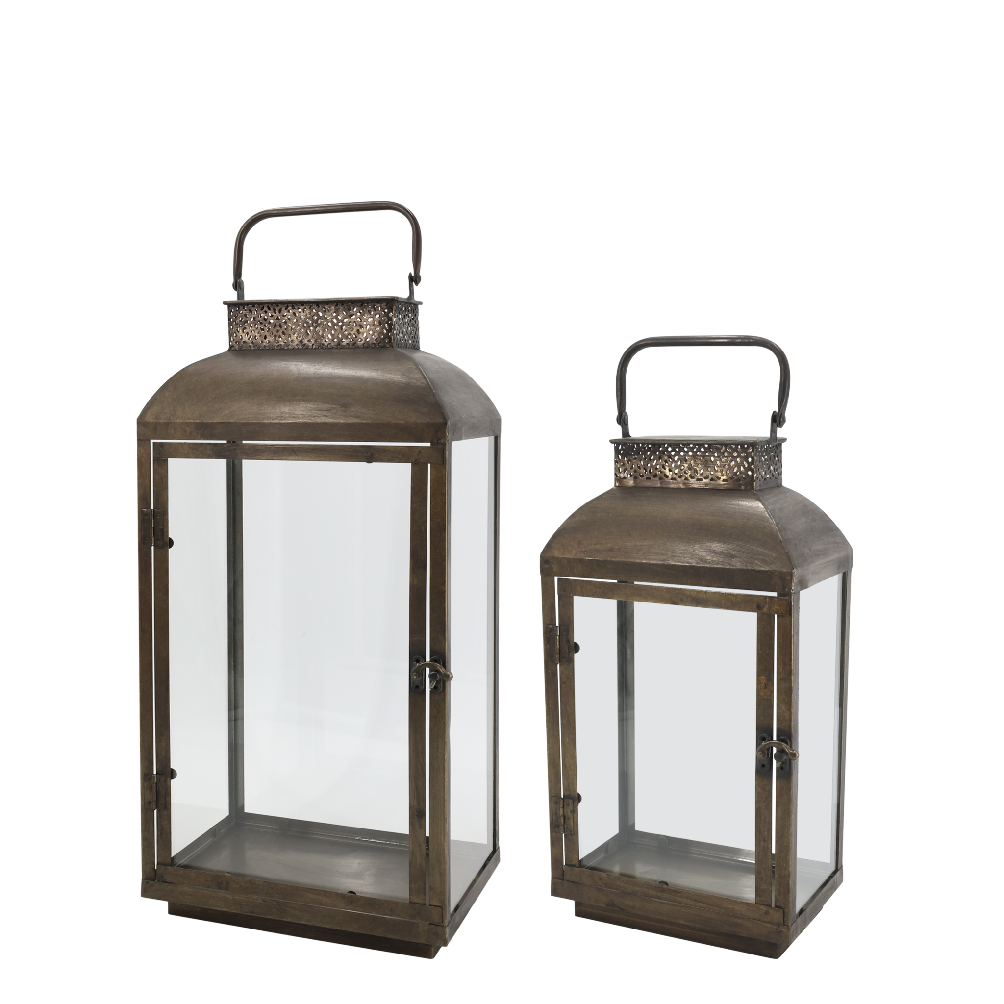 Rene Houtman Lantaarn Set van 2 Antique Brass – H55 × L26 × B17,5 cm