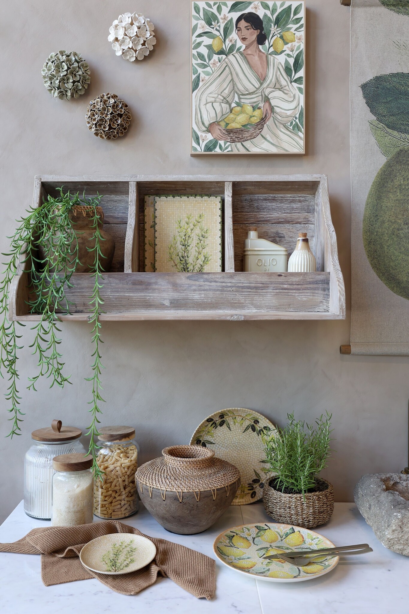 Rene Houtman Wandrek met 3 Vakken Naturel – L76 × B30 × H37 cm