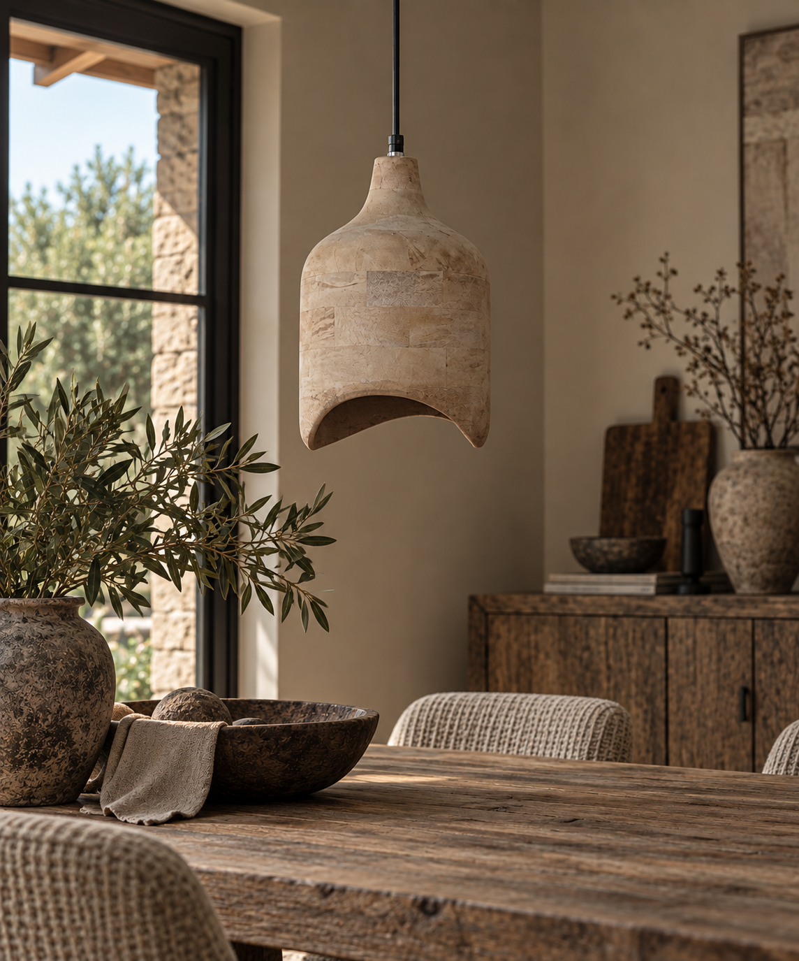 Rene Houtman Hanglamp Hout Naturel – Ø19 × H30 cm