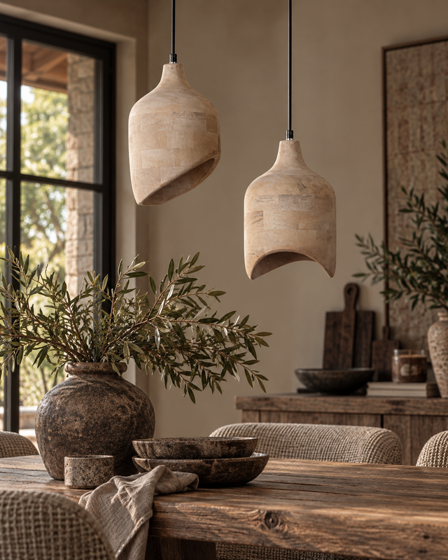 Rene Houtman Hanglamp Hout Naturel – Ø19 × H30 cm