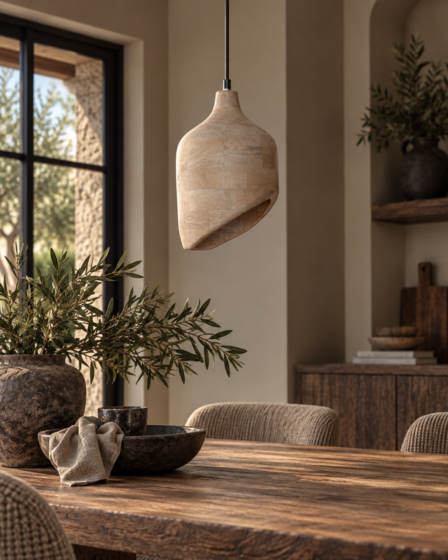 Rene Houtman Asymmetrische Houten Hanglamp Naturel – Ø19 × H30 cm