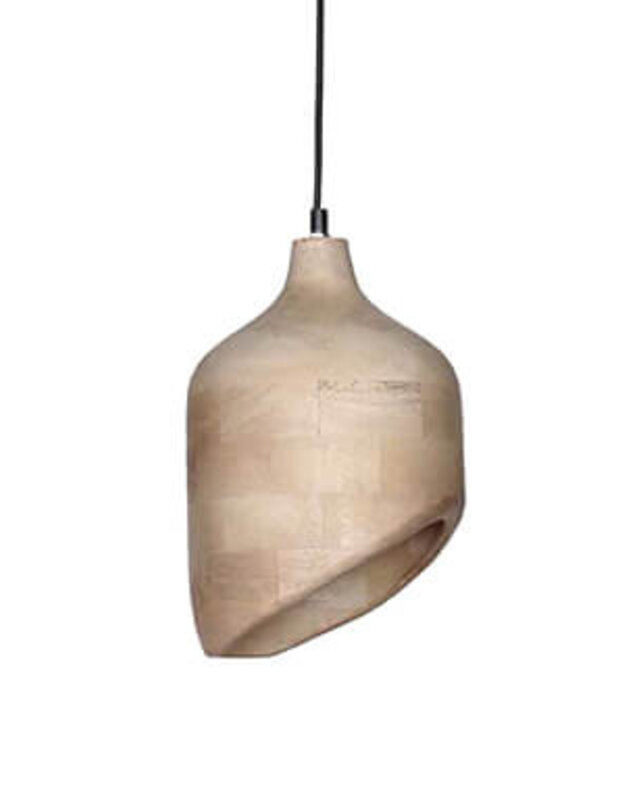 Rene Houtman Asymmetrische Houten Hanglamp Naturel – Ø19 × H30 cm