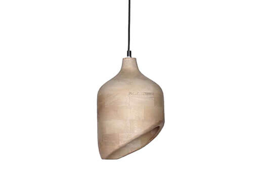 Rene Houtman Asymmetrische Houten Hanglamp Naturel – Ø19 × H30 cm