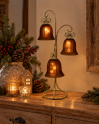 Rene Houtman LED Standaard Met Kerstbellen | Bruin | H41,5 cm