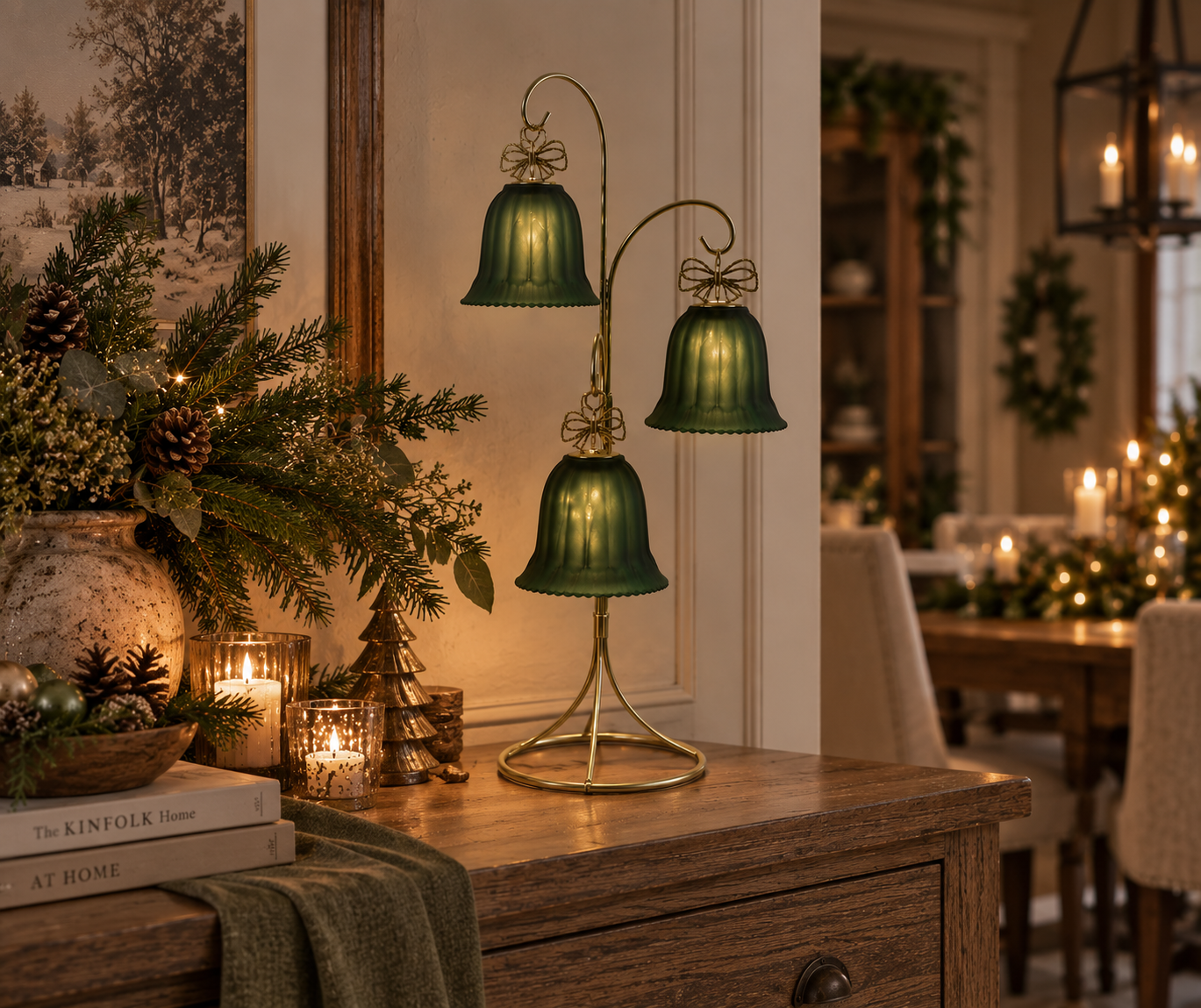 Rene Houtman LED Standaard Met Kerstbellen | Groen | H41,5 cm