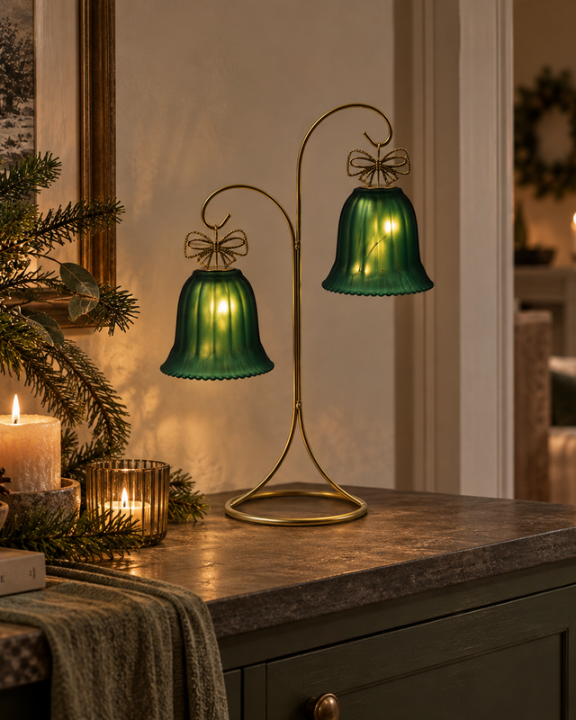 Rene Houtman LED Standaard Met Kerstbellen | Groen | H34,5 cm