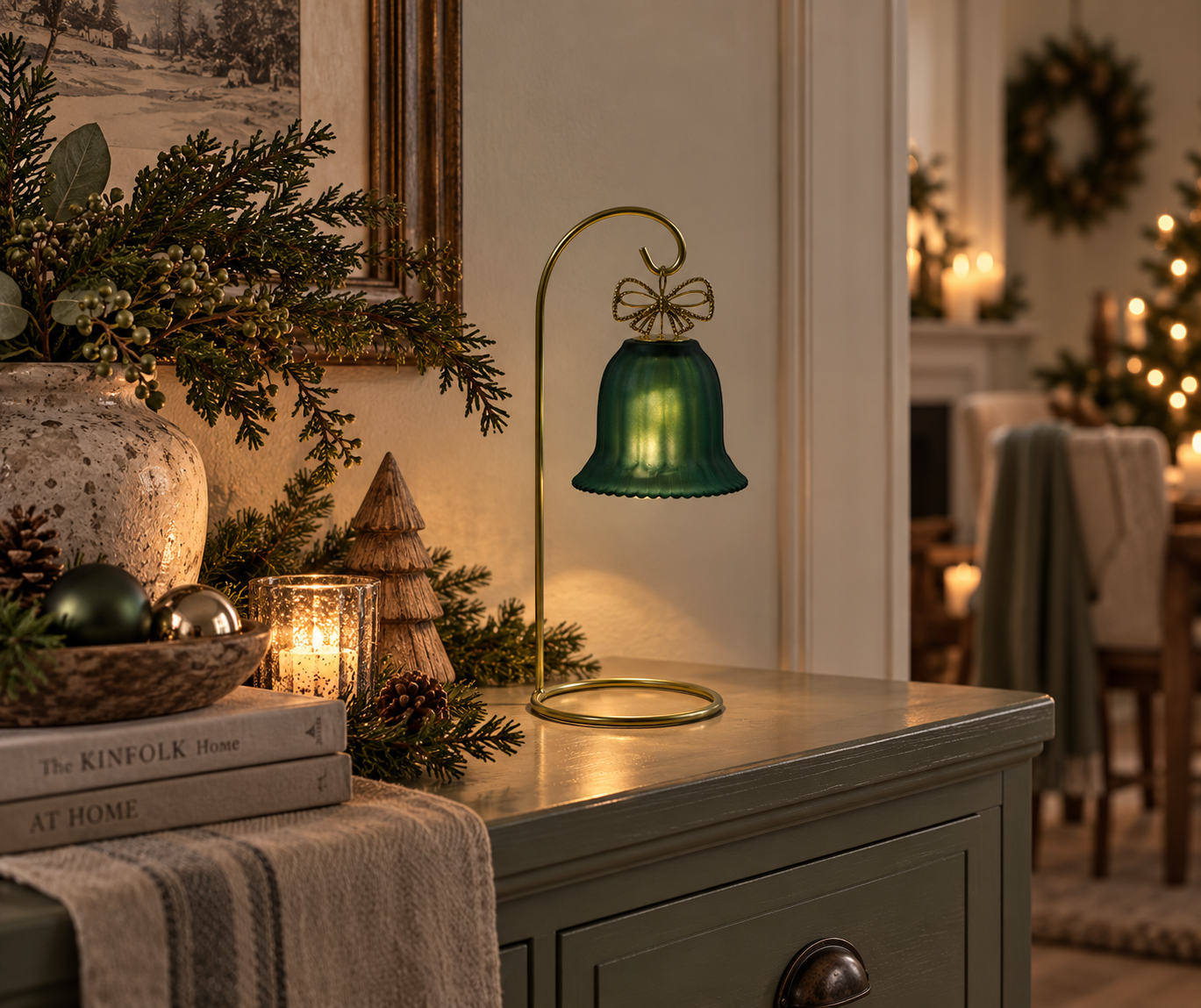 Rene Houtman LED Standaard Met Kerstbel | Groen | H26,5 cm