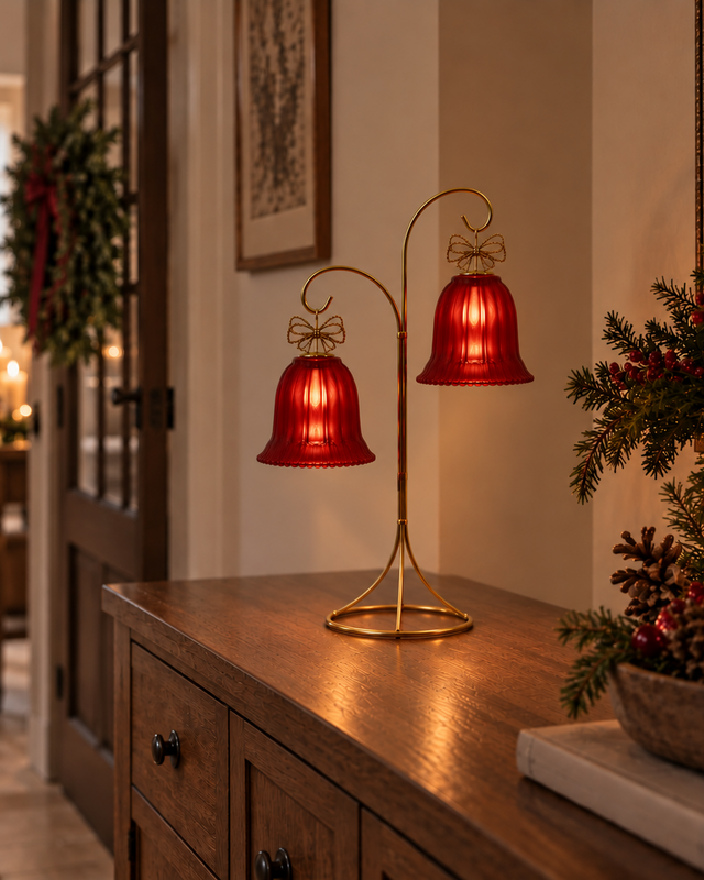 Rene Houtman LED Standaard Met Kerstbellen | Rood | H34,5 cm