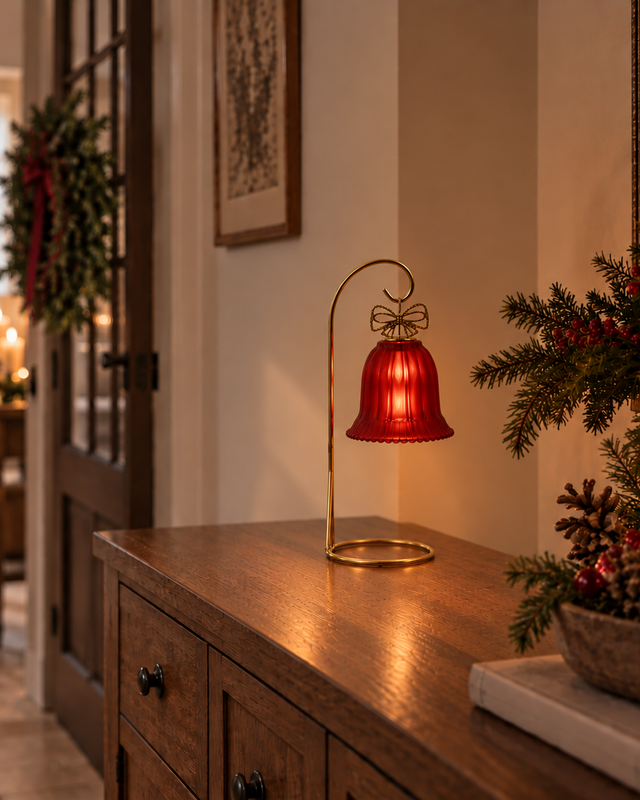 Rene Houtman LED Standaard Met Kerstbel | Rood | H26,5 cm