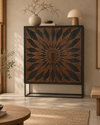 Rene Houtman Dallie Kast 2-Deurs Bruin/Zwart - H180 x B140 x D40 Cm