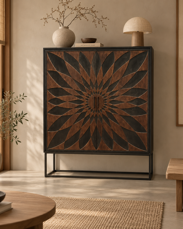 Rene Houtman Dallie Kast 2-Deurs Bruin/Zwart - H180 x B140 x D40 Cm