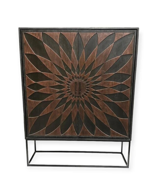 Rene Houtman Dallie Kast 2-Deurs Bruin/Zwart - H180 x B140 x D40 Cm