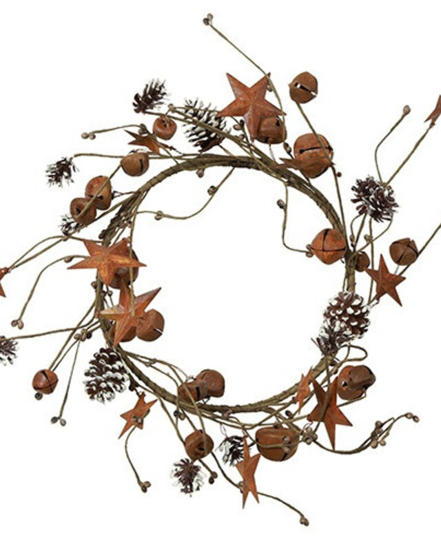 Rene Houtman Krans Jort Met Belletjes & Sterren | Roest | D46 cm