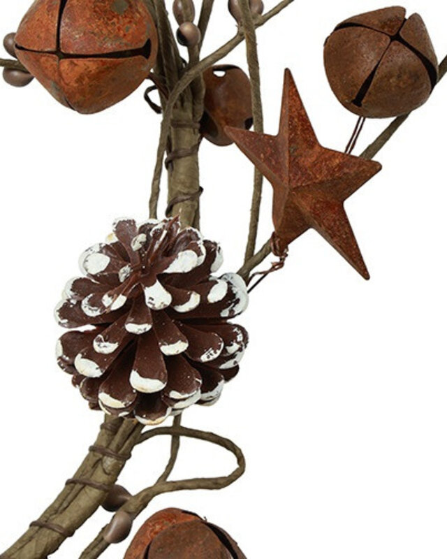 Rene Houtman Krans Jort Met Belletjes & Sterren | Roest | D46 cm